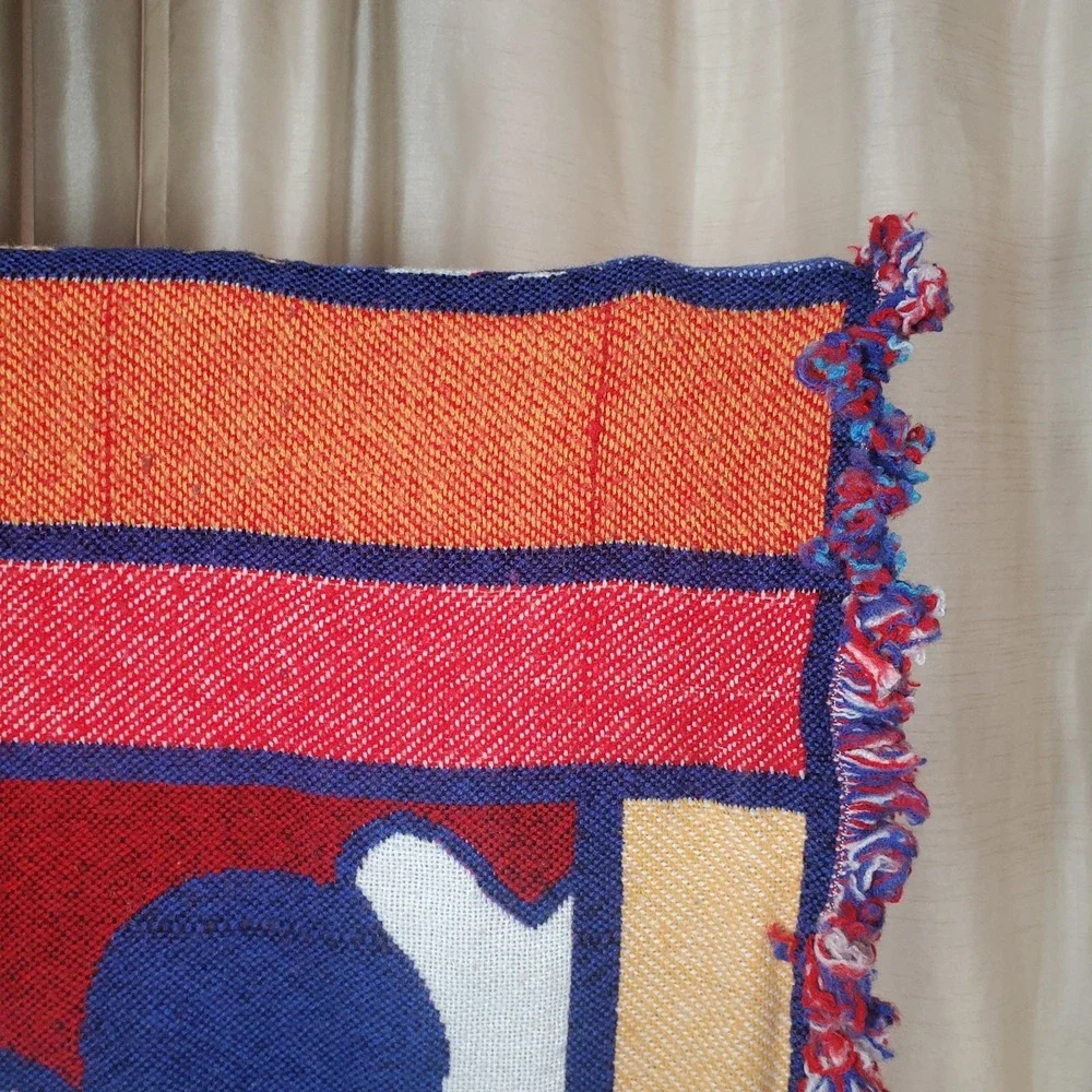 VTG Disney Blanket Characters Tapestry Woven Block Beacon Throw‎ 61x54 USA